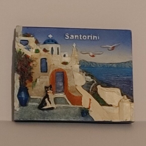 BEAUTIFUL Santorini Greece 3D Fridge Magnet Cyclades islands in the Aegean Sea - Picture 1 of 4